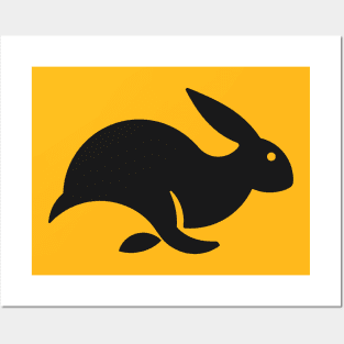 Running Rabbit - Black Posters and Art